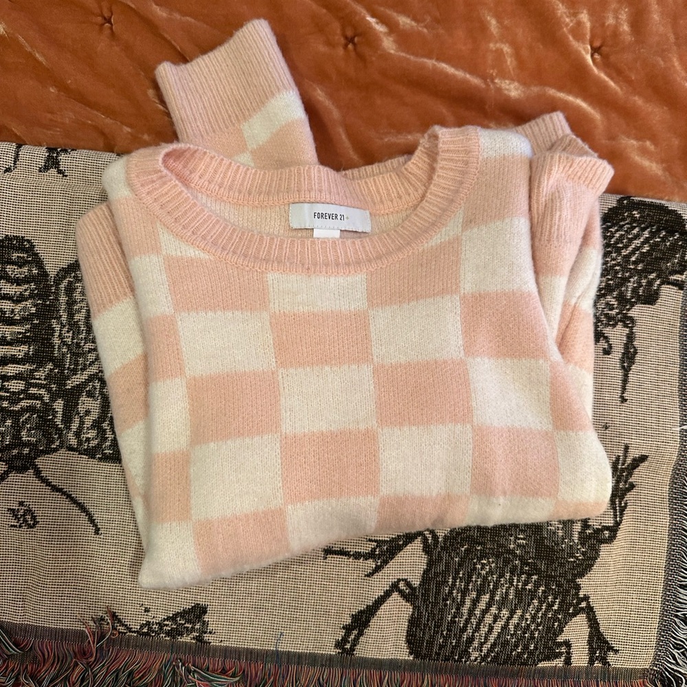 Forever 21 Fuzzy Checkered Sweater